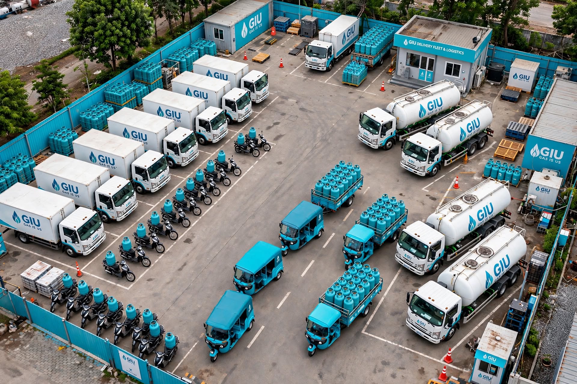 GIU cylinder yard, tankers and trucks